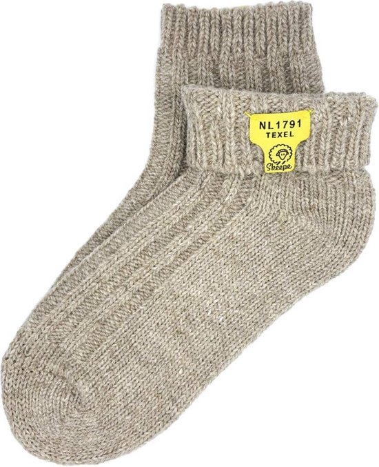 Skéépe – Chaussettes en Laine Beige – Chaussettes basses Courtes - Taille 37-41 - En Véritable Laine de Mouton Texel