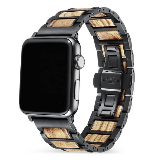 Apple Watch-bandje - walnotenhout en staal 38-41 mm