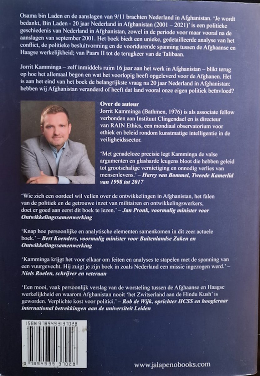 Je wordt bedankt, Bin Laden - back cover