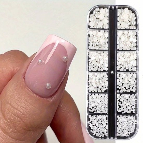 NACHLYNN 60 g Mix parels en strass steentjes voor ambachten platte steentjes halfrond gemengde maat 3 mm-10 mm platte parels voor ambachten doe-het-zelf nail art schoenen kleding tuimelaars mokken