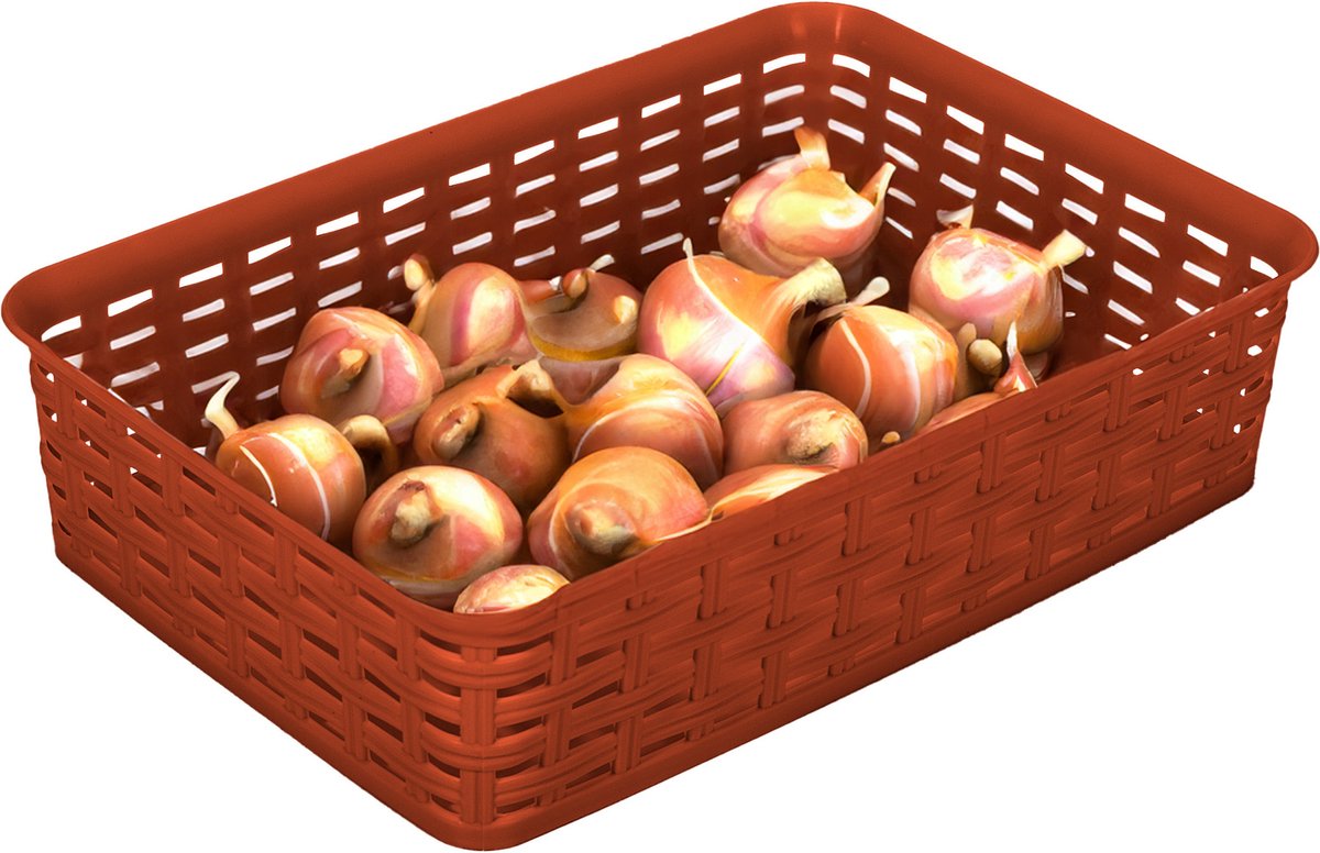 Hega Hogar Opbergmandje/ladeverdeler - terra bruin - 2 liter - kunststof - 17 x 25 x 6 cm - kleine opslag bakjes - manden