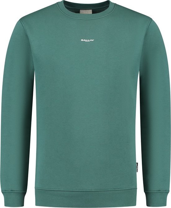 Ballin Amsterdam - Heren Regular fit Sweaters Crewneck LS - Faded Green - Maat XS