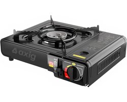 Camping gasfornuis voor gaspatroon of fles met vermogen van 2200 W en transportkoffer zwart 34 x 28 x 13 cm