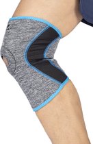Nivia Orthopedische Kniebrace Met Patellagat | Kleur: grijs en zwart | Maat: Groot | Voor mannen en vrouwen | Materiaal: polyester | Verlicht druk en vermindert stress | Biedt compressie en warmte