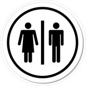 10 cm ø Dames en Heren Toilet ronde sticker | Pictogram | Vinyl | Zwart