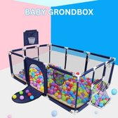 TADES® Baby Grondbox 190 x 126 cm - Met 2 Goaltjes En Basketbal Netje Voor Extra Speelplezier - Volledig Afbreekbaar Model - BlauwTADES®