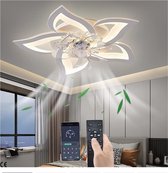 5 Lotus Ventilator Lamp - Plafondventilator - Wit - Smart Lamp - Met Dimmer - 3 Standen Ventilator - Keuken Lamp - Woonkamerlamp - Moderne lamp