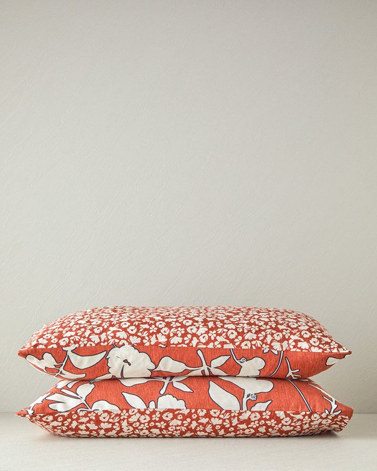 English Home Housses de coussin décoratives Grandiflora Soft Cotton - 50x70 cm - Terre cuite - 2 pièces