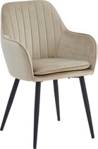 Colenis® - Chaise de salle à manger Lavinia - Set de 2 - Beige - Velours - Avec accoudoirs - Sans rayures latérales