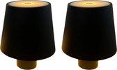 2 Stuks - Oplaadbare Flessenlamp - Tafellamp - Oplaadbaar - Warm wit - Dimbaar - Draadloos - Zwart