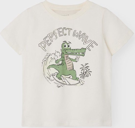 Name it T-shirt ecru krokodil UV print - Maat 104
