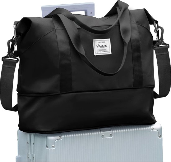 Geweo Weekendtas – Reistas – Duffel Bag – Handbagage 40*20*25 – Shouldertas – Maximaal 35 L – Waterdicht – Sporttasche – Travel Bag – Dames Heren- Zwart