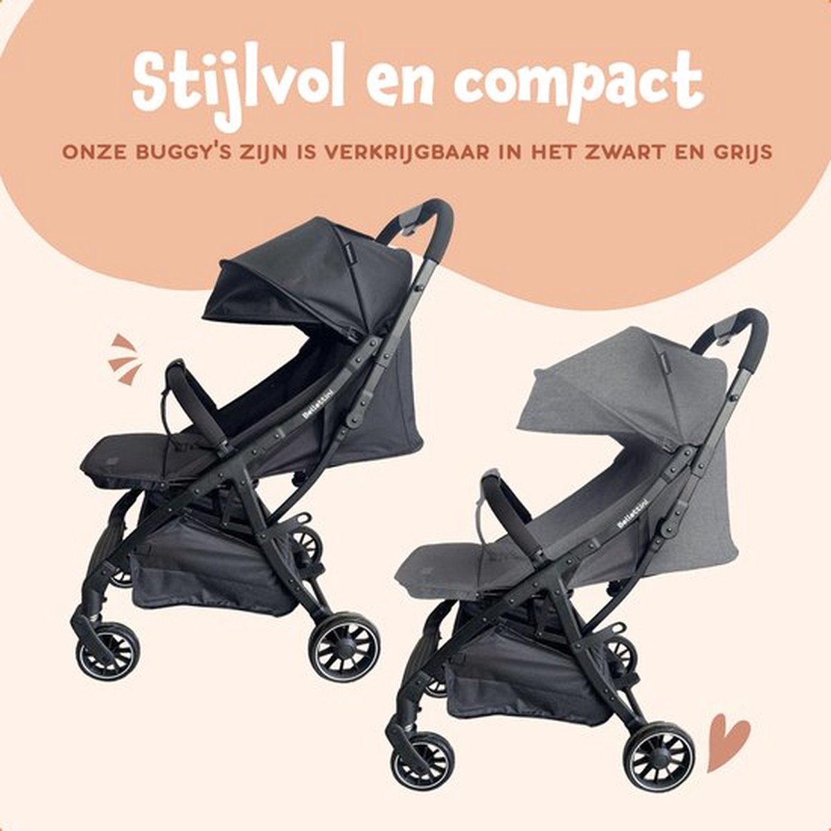 Bellettini® Calesse Buggy met Reistas, Regenhoes en Bekerhouder - Kinderwagen - Plooibuggy - Lichtgewicht & Compact - Grijs – foto 6