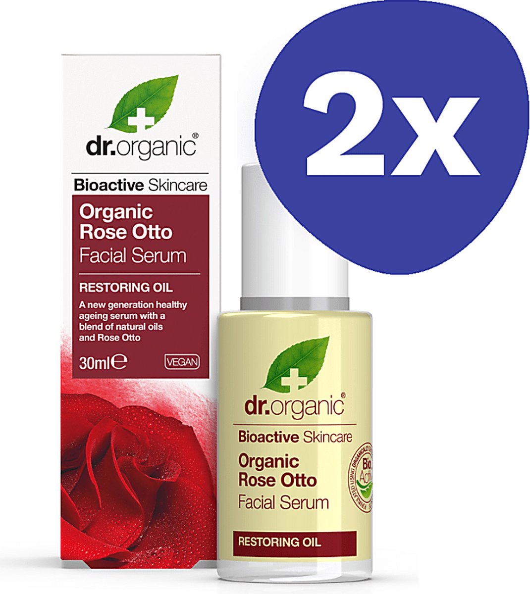 Goedkoopste Dr Organic Rozen Otto Gezichtsserum (2x 30ml