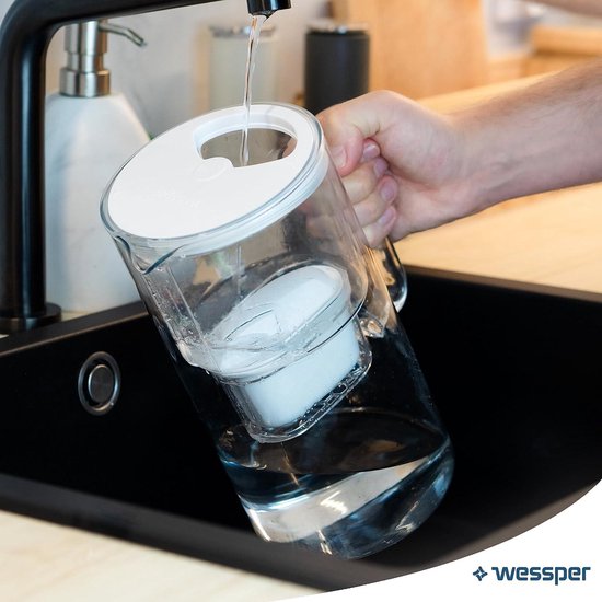 Wessper cartouche filtre eau, filtre à charbon actif et résine échangeuse d' ions, PIN supplémentaire compatible avec la carafe Brita, rechange pour les carafes Dafi, Wessper, Philips -10 pièces