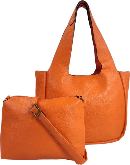 Mandoline - trendy handtas / bag in bag / uitneembare binnentas - met verstelbare en afneembare schouderriem - oranje