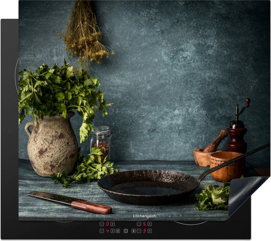 KitchenYeah® Inductie beschermer 60x52 cm - Kruiden - Stilleven - Specerijen - Afdekplaat voor kookplaat - Inductieplaat mat - Beschermingsmat - Beschermplaat - Keuken bescherm decoratie - Afdek kookplaten