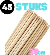 Satéstokjes 30cm - Set van 45 stuks - Extra lang - Satéprikkers - BBQ Spiezen - Cocktail prikkers - Barbeque/Grill/Traktatie/Hapjes prikkers/stokjes