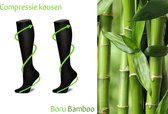 2-Paar - Bamboo Compressiekousen - Hardlopen Steunkousen Maat 39-42 - Compressie sokken Vliegtuig - Unisex Zwart - Extra Zacht