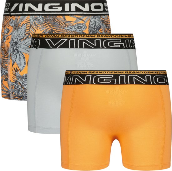 Vingino Boxer B-241-4 Leaf 3 pack Jongens Onderbroek - Soda Orange - Maat M