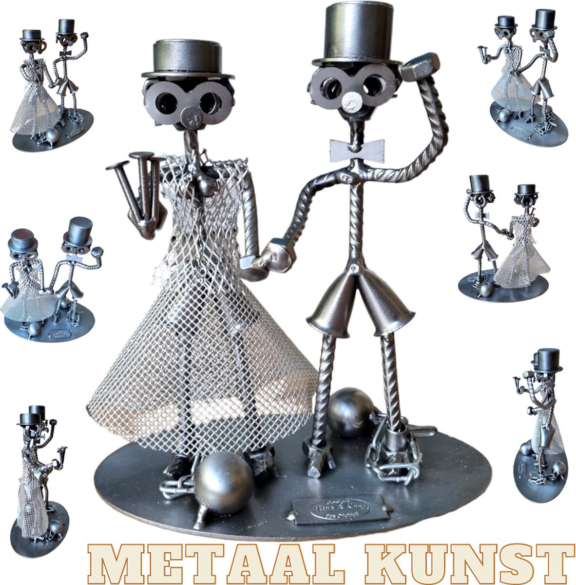 Bruid en Bruidegom-metaal kunst-metaal beeld-bruiloft-feest-liefde-het best cadeau-uniek--sinterklas gift-kerst-geschenk
