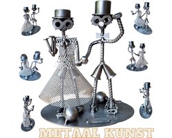 Bruid en Bruidegom-metaal kunst-metaal beeld-bruiloft-feest-liefde-het best cadeau-uniek--sinterklas gift-kerst-geschenk