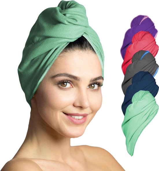 Haartulbandset, microvezel, 2 stuks, absorberend en sneldrogend, speciale tulband, handdoek en haarhanddoek (mint)