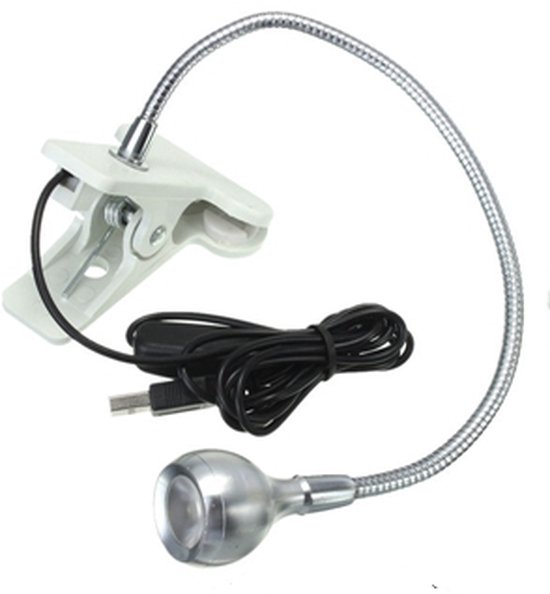 USB LED-bureaulamp met clip-armatuur - Zilver/Wit