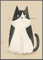 No Filter kinderkamer poster - zwart witte kat - babykamer decoratie - A4 formaat - 1 stuks