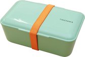 TAKENAKA Bento Bite Box Peppermint milieuvriendelijke lunchbox gemaakt in Japan, BPA- & rietvrij, 100% recyclebaar plastic flesgebruik, magnetron- en vaatwasmachinebestendig, Bentobox rechthoekig L174x110xH70mm (Pepermunt* band: Oranje)