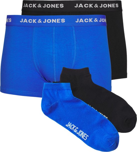 JACK & JONES Jacdavid solid weekendset (2+2-pack) - heren boxers en enkelsokken - kobalt blauw en zwart - Maat: S