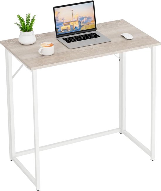 Opvouwbare tafel, bureau, computertafel voor thuiskantoor, werkkamer, inklapbaar, pc-tafel (oak, montage nodig)