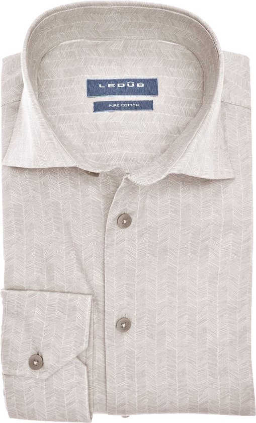 Ledub - Overhemd Print Beige - Heren - Maat 40 - Modern-fit