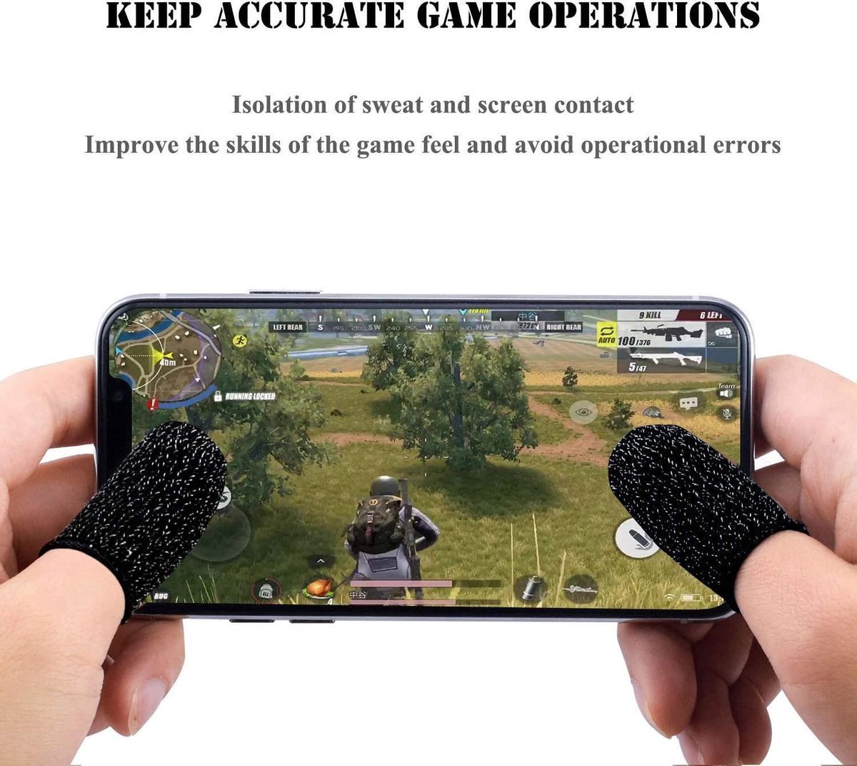 LICHIFIT Touchscreen-gaminghandschoenen, antislip, zweetbestendig, touchscreen-vinger-duimhoesje voor PUBG mobiele telefoongame LICHIFIT Touchscreen-gaminghandschoenen, antislip, zweetbestendig, touchscreen-vinger-duimhoesje voor PUBG mobiele telefoongame