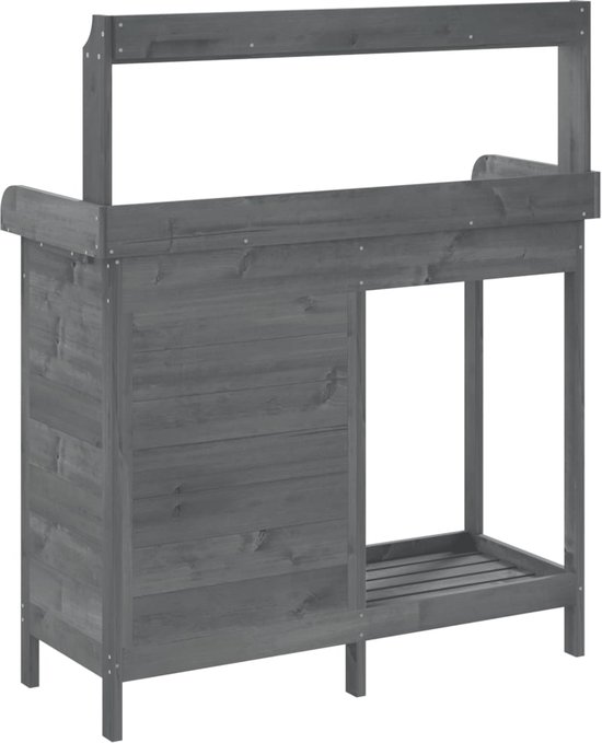 vidaXL Table de rempotage - Tables de remportage - Table de travail de jardin - Table de rempotage - Table de rempotage avec armoire 110,5 x 45 x 124,5 cm Pin massif gris