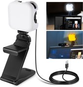 Professionele LED Streaming Lamp met Mac/PC APP Control - 2-in-1 Monitorbevestiging & Stand - Ultra Helder 2900K-7000K Breedbeeld USB Webcam Lamp voor Streaming, Zoom Meeting