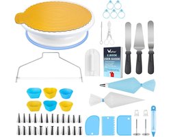 Cake Draaitafel, 103 STKS Cake Decorating Supplies Professionele Cupcake Decorating Kit Bakken Supplies Inclusief Cake Stand, 51 Piping Zakken, 24 Nozzles, 6 Siliconen Cake Mold, 5 Gebak Bag