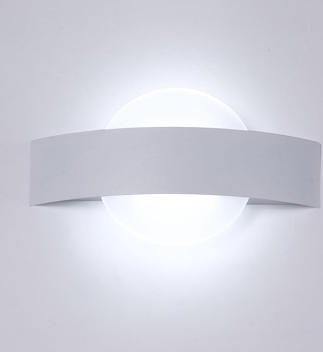 Goeco wandlamp - 24cm - Medium - LED - 12W - 1350LM - koel wit licht - 6500K - acryl - aluminium - voor slaapkamer woonkamer hal trap