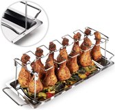 Support de poulet pour barbecue - Support robuste pour cuisses de poulet en acier inoxydable, pour 12 cuisses, support pour grill de poulet, lavable au lave-vaisselle