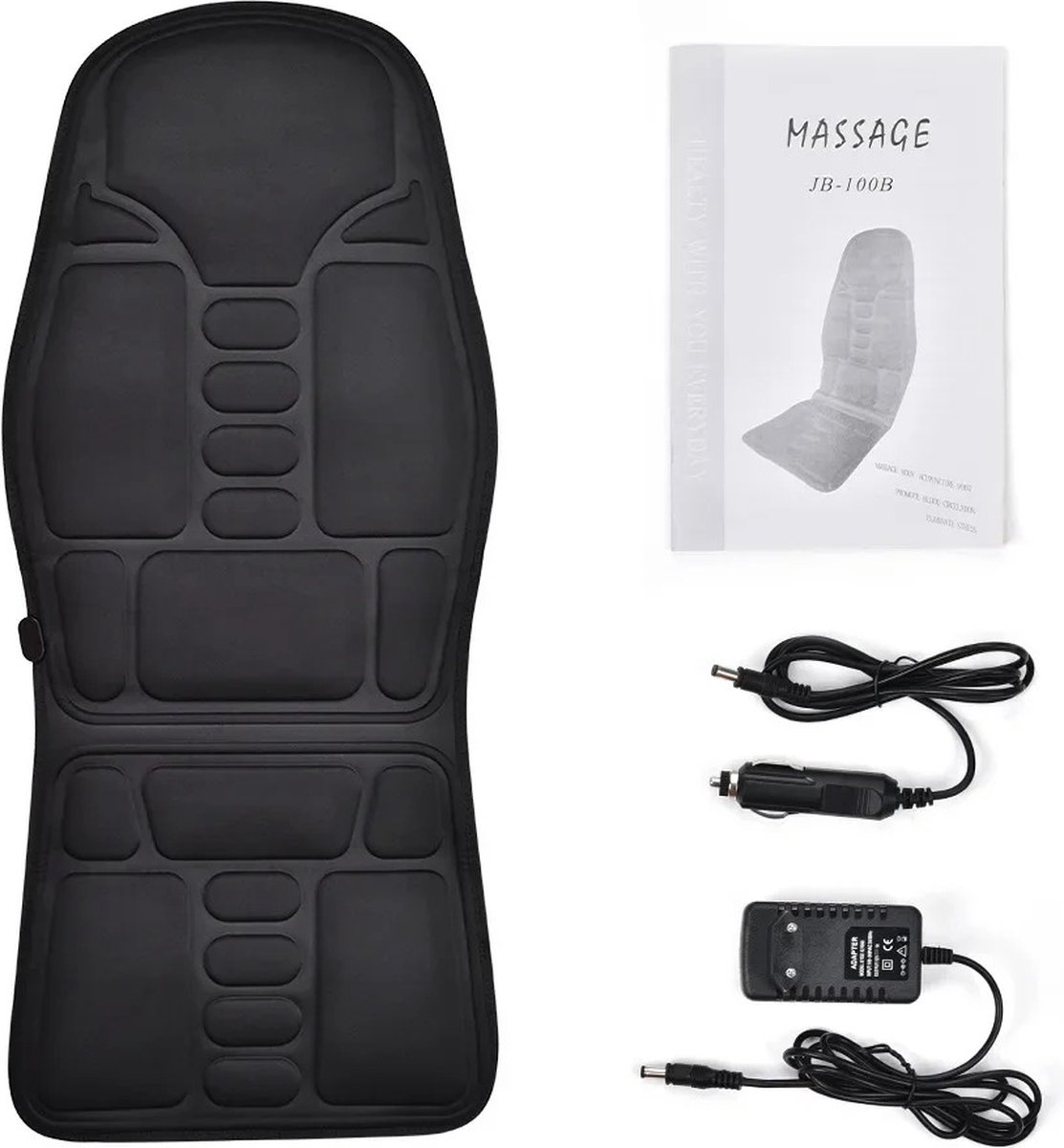 Elektrisch Massagekussen - Ontspanning en Pijnbestrijding - Stoelverwarming - Massage - Bureaustoel - Autostoel - Vibrerend - Zwart thumbnail 2