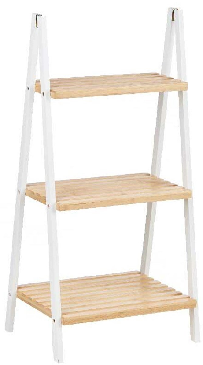 Badkamerschappen Wit Natuurlijk Bamboe Dennenhout 40,3 x 81,5 x 30 cm