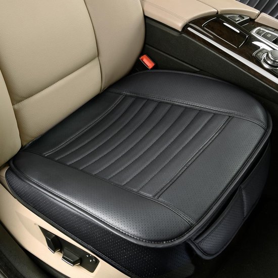 Good4You® Coussin de siège de voiture – Housse de siège avant de voiture confortable – Tapis de protection – Fond antidérapant – Housse de coussin pour voiture – Cuir PU – Zwart