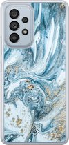Casimoda® hoesje - Geschikt voor Samsung Galaxy A53 - Marble Sea - 2-in-1 case - Schokbestendig - Marble design - Verhoogde randen - Blauw, Transparant