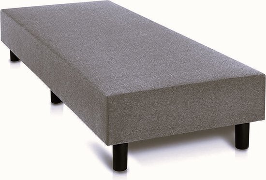 Boxspring Otto lederlook antraciet 110x190 zonder matras, zonder hoofdboord en zonder topper.