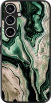 Casimoda® hoesje - Geschikt voor Samsung Galaxy A55 - Groen marmer / Marble - Zwart TPU Backcover - Marmer - Groen