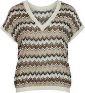 Vila T-shirt Viember Rev V-neck S/s Glitter Knit 14095310 Feather Gray/ermine/egret Dames Maat - XL