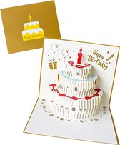 Verjaardagskaarten met envelop - Wenskaarten verjaardag - Happy Birthday - 3D pop up kaarten taart - kinderen - cadeau - verjaardagskaart