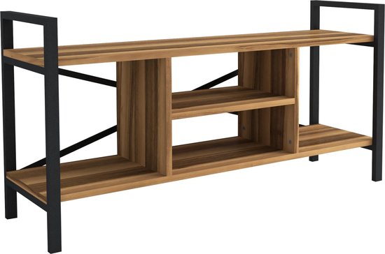 In And OutdoorMatch Tv-meubel Veno - Tv-meubel - Tv-meubel - 61x120x35 cm - Walnootkleurig - Spaanplaat en Metaal - Met Plank
