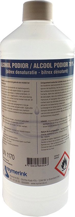 Reymerink Alcohol 80% 1 Liter - Hand en huid desinfectan - Reymerink
