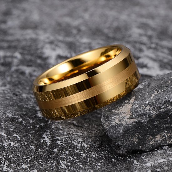 Wolfraam Ring Heren Goud kleurig - Zeer Zwaar - Tungsten Carbide Ringen Heren Dames - Cadeau voor Man - Mannen Cadeautjes - TrendFox